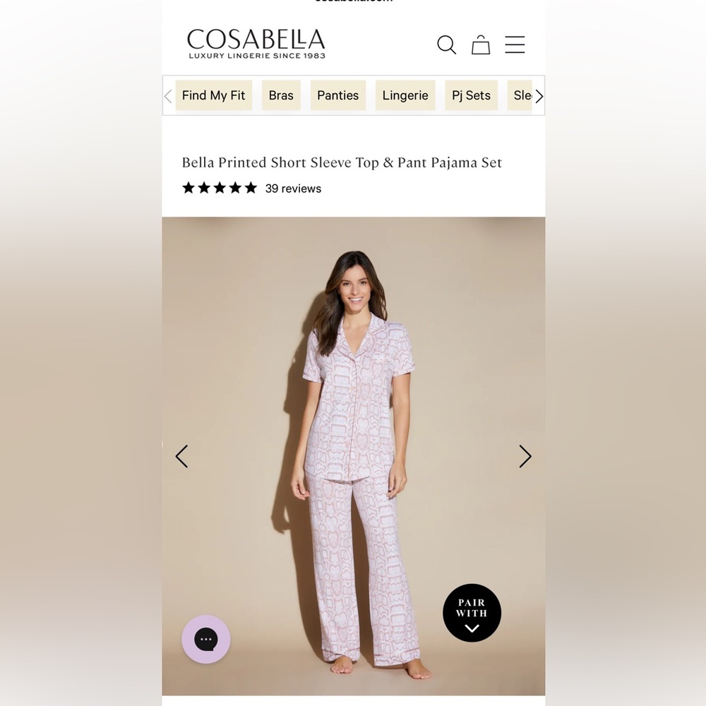 Cosabella Short Sleeve and Pant Pajama Set , Size 2X
